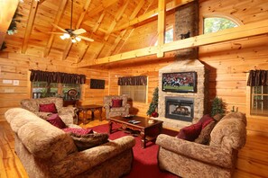 Cabin, Multiple Beds, Hot Tub | Living room