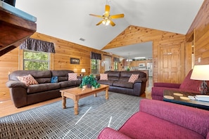 Condo, Multiple Beds, Hot Tub | Living area | 42-inch flat-screen TV with cable channels, TV, fireplace