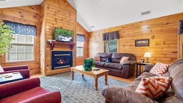 Condo, Multiple Beds, Hot Tub | Living area | 42-inch flat-screen TV with cable channels, TV, fireplace