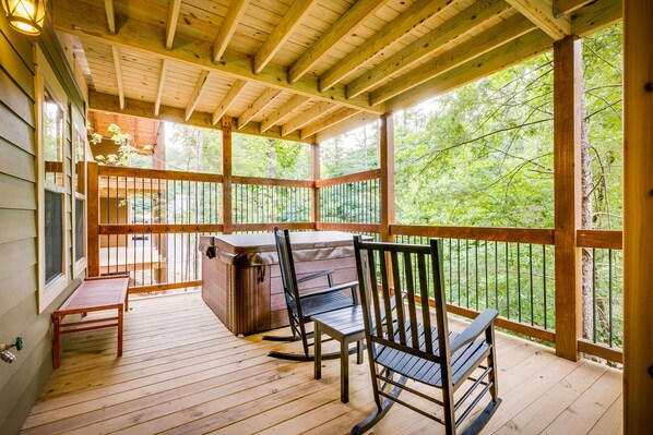 Ferienhaus, Mehrere Betten, Whirlpool | Ausblick vom Zimmer