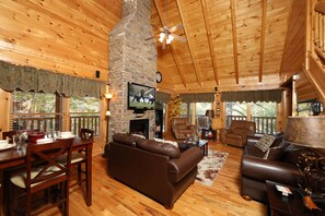 Cabin, Multiple Beds, Hot Tub | Living room | TV, fireplace - Blessed Nest - Four Bedroom Cabin (Sevierville)