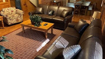 House, Multiple Beds, Hot Tub | Living area | 42-inch flat-screen TV with cable channels, TV, fireplace