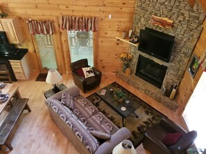 Cabin, Multiple Beds, Hot Tub | Living area | 42-inch flat-screen TV with cable channels, TV, fireplace - Mountain Fun - One Bedroom Cabin (Sevierville)