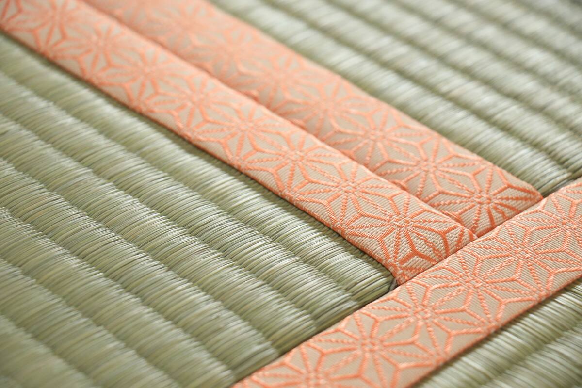 A close-up of a fabric with a geometric pattern.