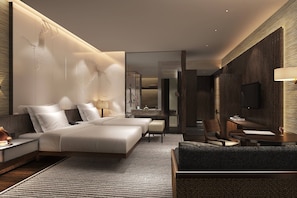 Deluxe Room, 2 Double Beds, Balcony | Minibar, in-room safe, desk, iron/ironing board - JW Marriott Hotel Qufu (Jining)