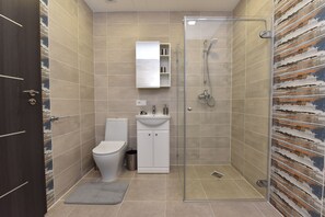 Regadera, secadora de cabello, toallas, shampoo 