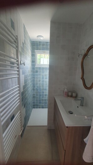 Combined shower/bathtub