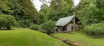 Historic, private log cabin w/ deck, fireplace & wood stove - one dog OK