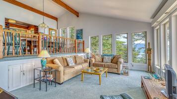 Televisión, chimenea y reproductor de DVD