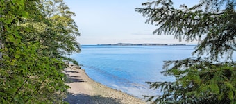 Waterfront cabin with hot tub, WiFi, deck, & wildlife views - dog-friendly