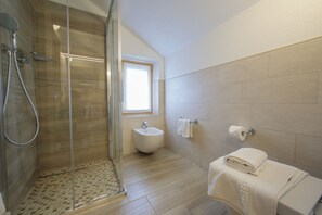 Dusche, Haartrockner, Bidet, Handtücher