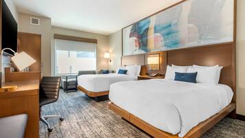 Premium bedding, down duvets, pillow-top beds, desk
