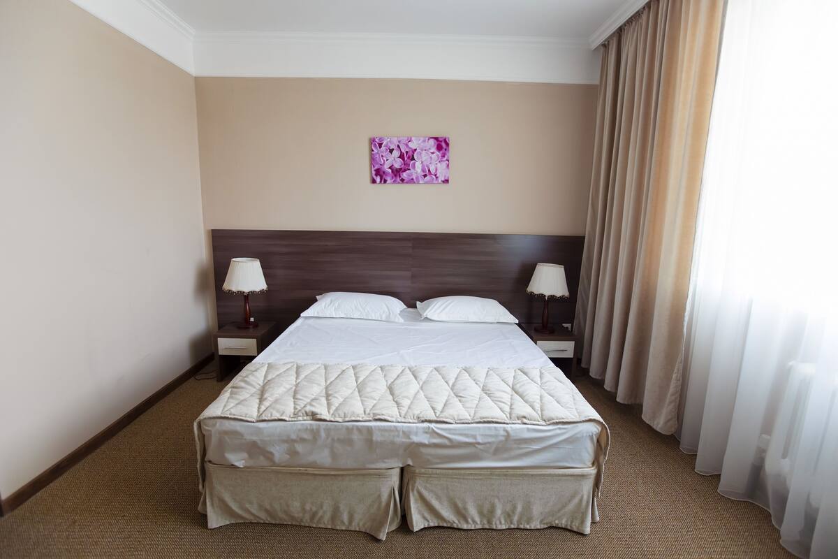 Blackout drapes, soundproofing, iron/ironing board (on request)