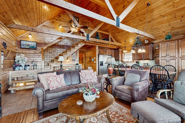 Televisión, chimenea y reproductor de DVD 