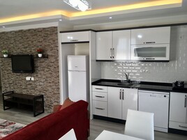 Deluxe Apartment, City View | Private kitchenette | Fridge, stovetop, cookware/dishes/utensils