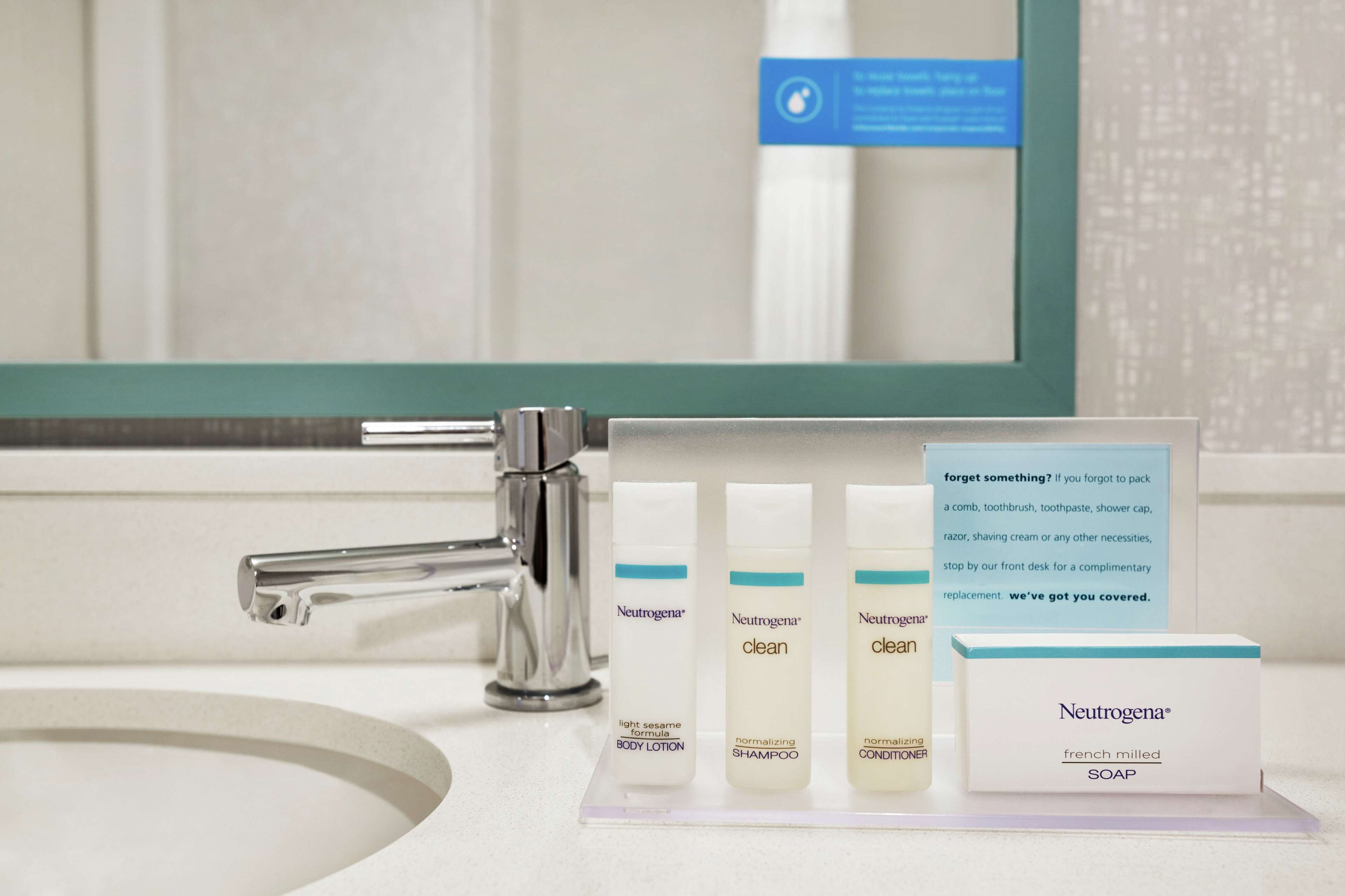 free toiletries, hair dryer, towels