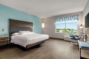 Room, 1 King Bed, Accessible (Roll-In Shower) | Premium bedding, desk, laptop workspace, blackout drapes