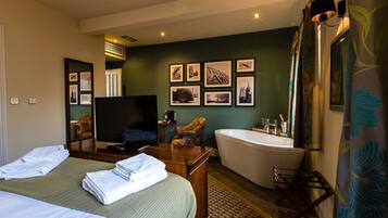 Deluxe Double Room | Select Comfort beds, desk, laptop workspace, iron/ironing board