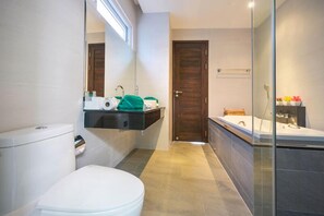 3-Bedroom Pool Villa  | Bathroom | Separate tub and shower, deep soaking tub, free toiletries, hair dryer - Skylight by Rents In Phuket (Kamala)