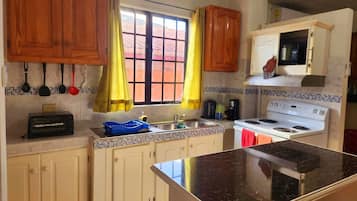 Frigorífico, microondas, horno y placa de cocina