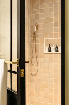 Designer toiletries, hair dryer, towels, soap at The Hoxton Downtown LA