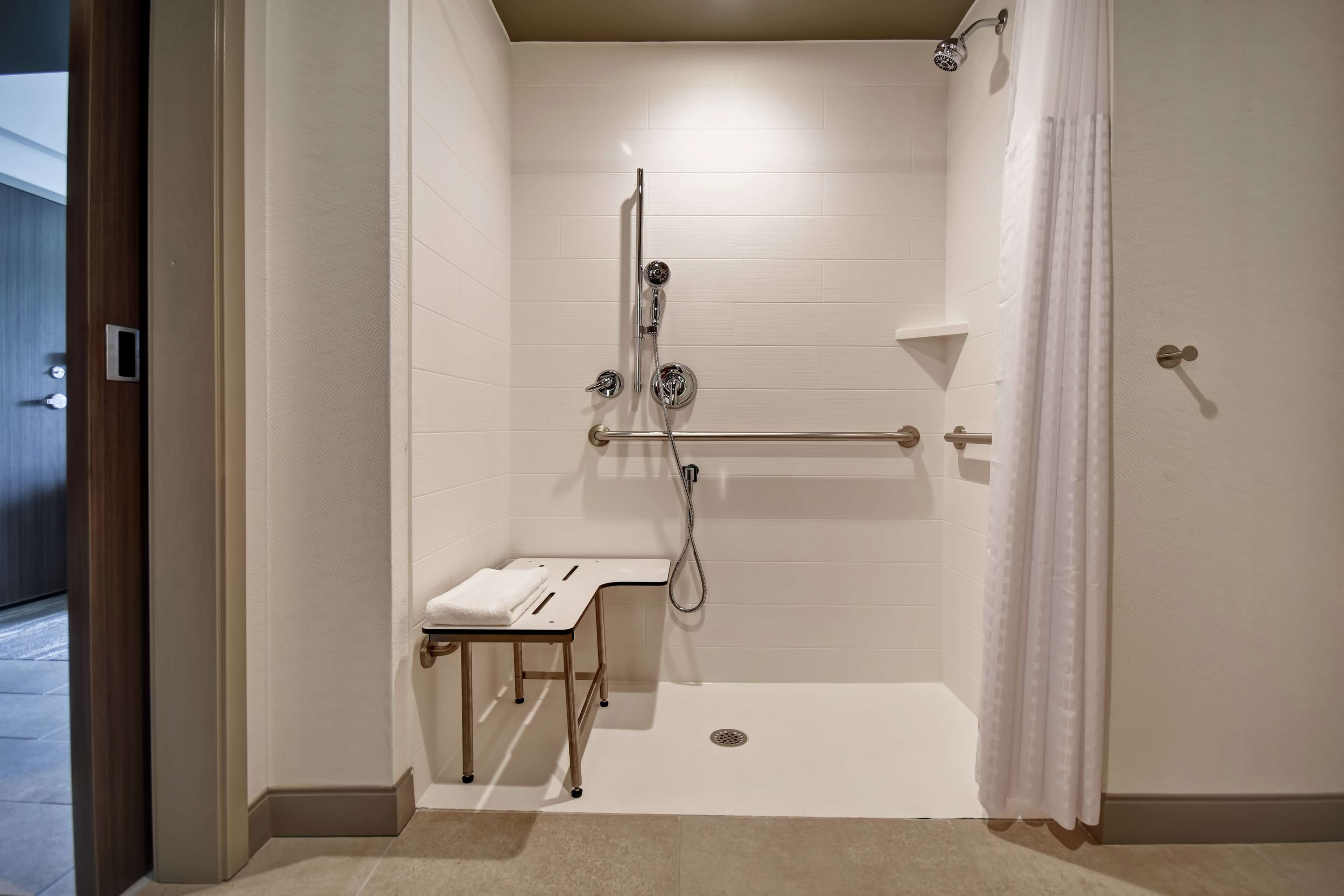 room, 1 king bed, accessible (roll-in shower) | bathroom shower
