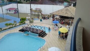 Outdoor pool, open 10:00 AM to 10:00 PM, pool umbrellas, sun loungers
