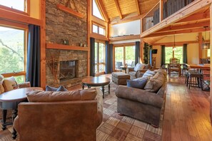 Smart TV, fireplace, DVD player, ping pong