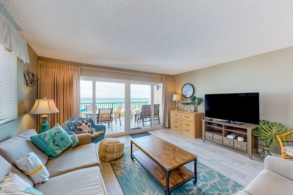 TV, DVD player, video library