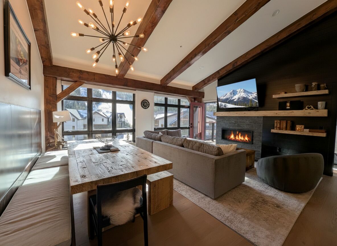 Smart TV, fireplace, stereo