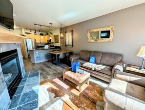 LED TV, fireplace