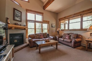 تلفزيون بشاشة مسطحة، مدفأة، ستيريو