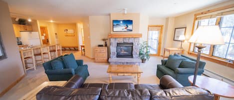 TV, fireplace