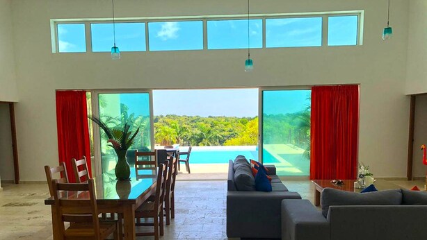 Villa – deluxe, flere senger, røyk, havutsikt | Oppholdsområde