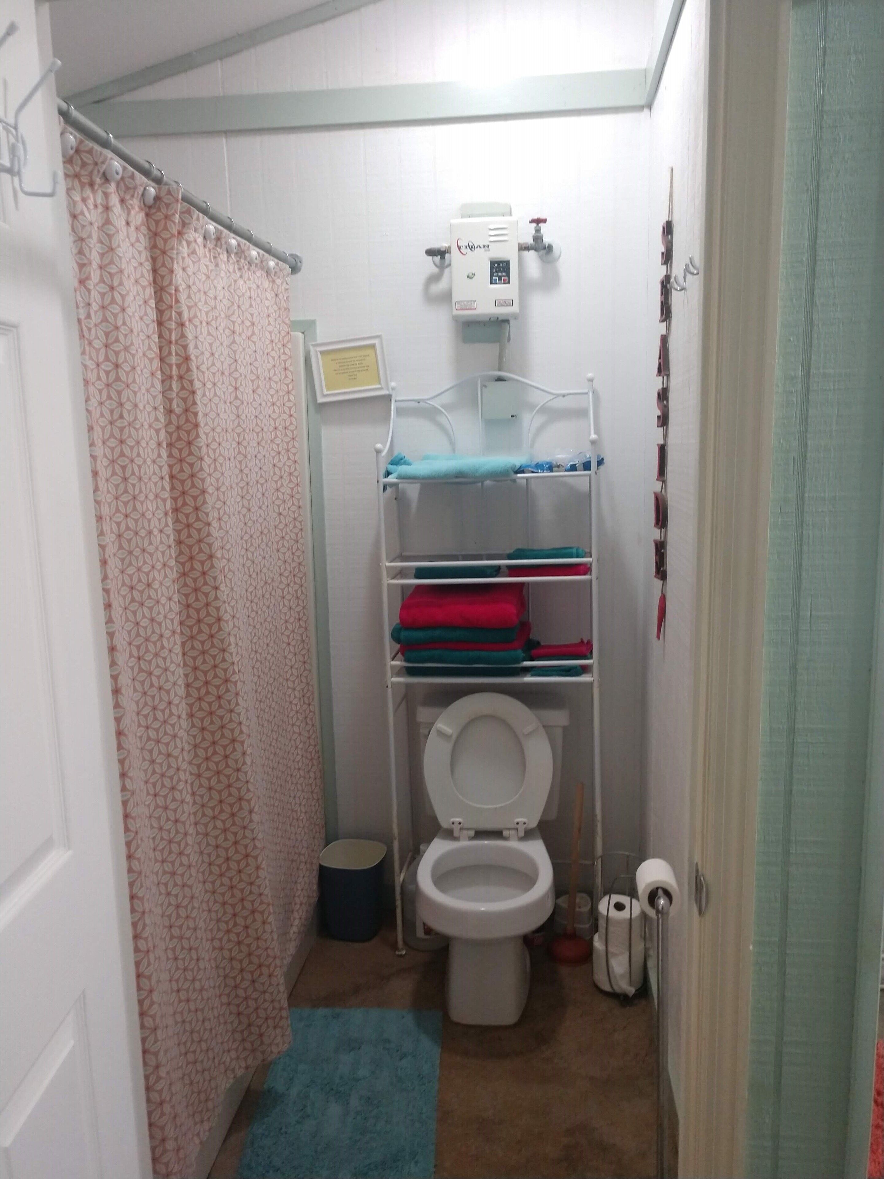 Hair dryer, towels, toilet paper