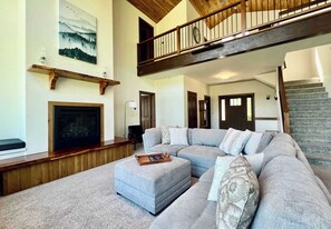 Télévision, cheminée, jeux vidéo, lecteur de DVD