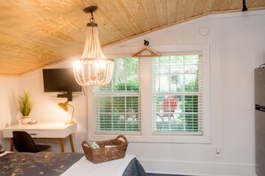 1 bedroom, desk, iron/ironing board, travel cot