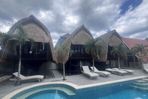 Ferienhaus, Poolblick | Ausblick vom Zimmer