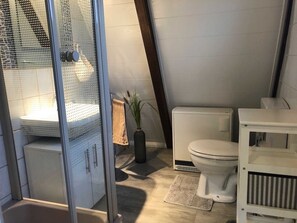 Hair dryer, soap, toilet paper