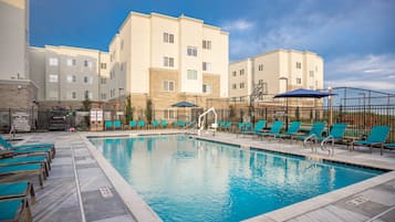 Outdoor pool, open 6:00 AM to 9:00 PM, pool umbrellas, sun loungers