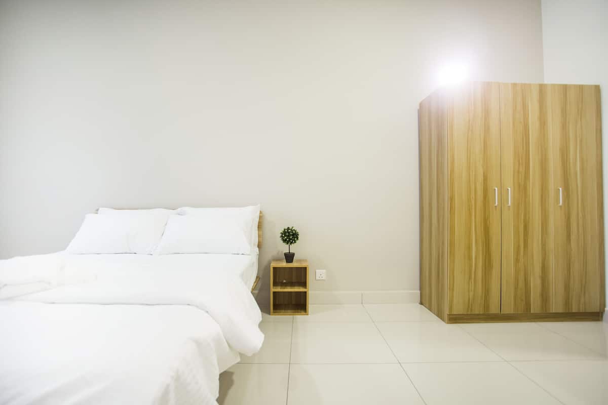 Blackout curtains, iron/ironing board, free WiFi, bed sheets