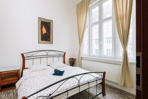 Desk, free WiFi, bed sheets