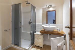Hair dryer, towels, toilet paper