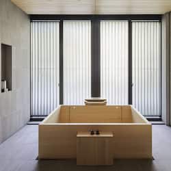 Separate bathtub and shower, deep-soaking bathtub, rainfall showerhead
