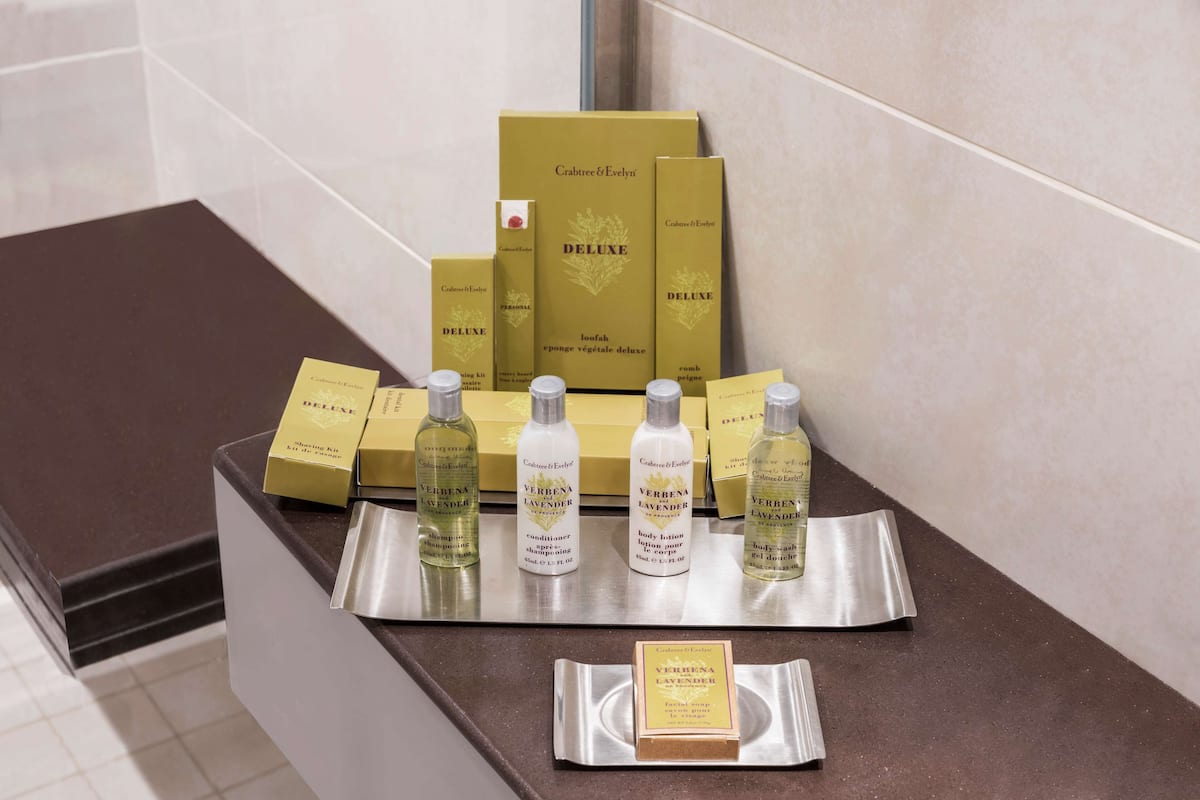 bathtub, free toiletries, hair dryer, bathrobes