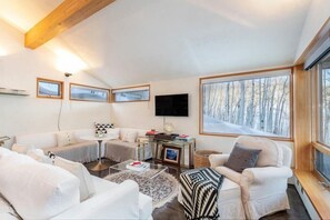 House, Multiple Beds (High Alpine Hideaway) | Living area | TV, DVD player