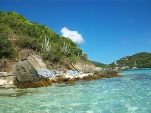 على الشاطئ، كراسي للتشمس، مناشف للشاطئ