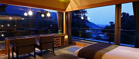 Corner Twin Room with Private Hot Spring (rocca, KAORI), Non-Smoking | Living room | Flat-screen TV, DVD player