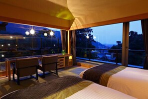 Corner Twin Room with Private Hot Spring (rocca, KAORI), Non-Smoking | Living room | Flat-screen TV, DVD player