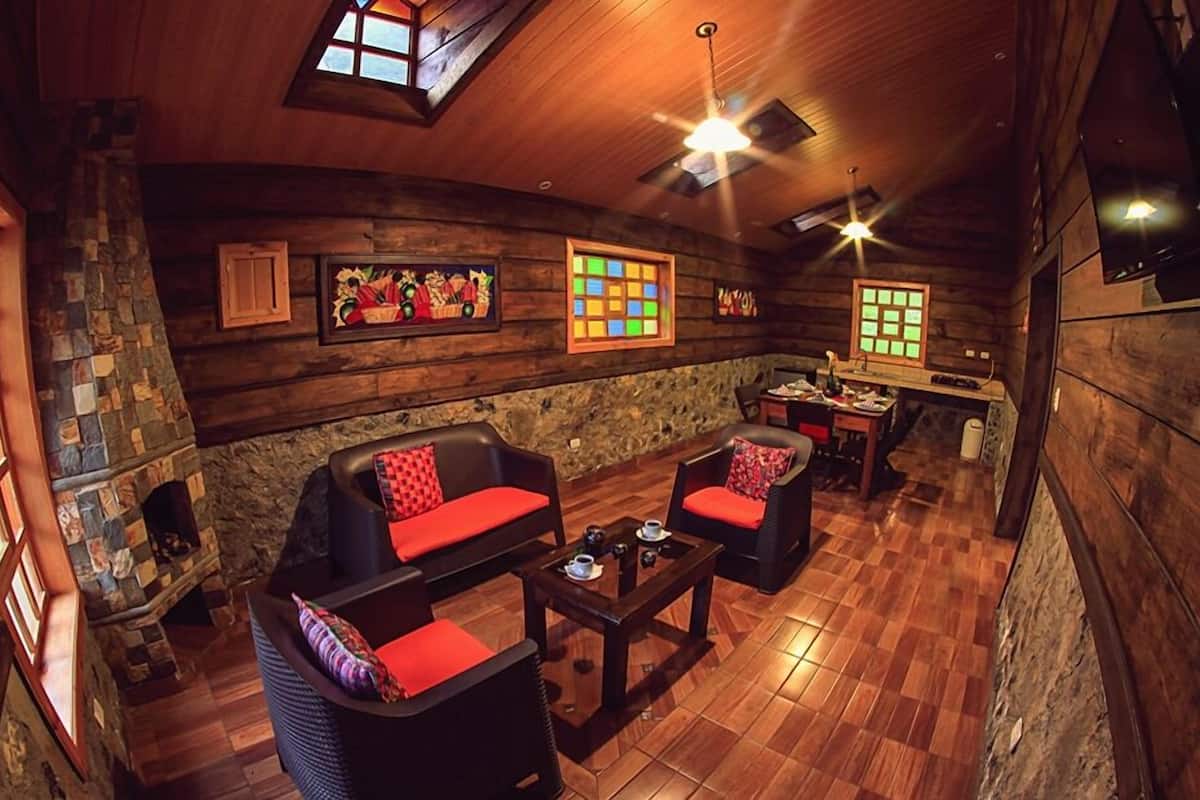 Family Cabin, Mountain View | Living area | 38-inch LCD TV with cable channels